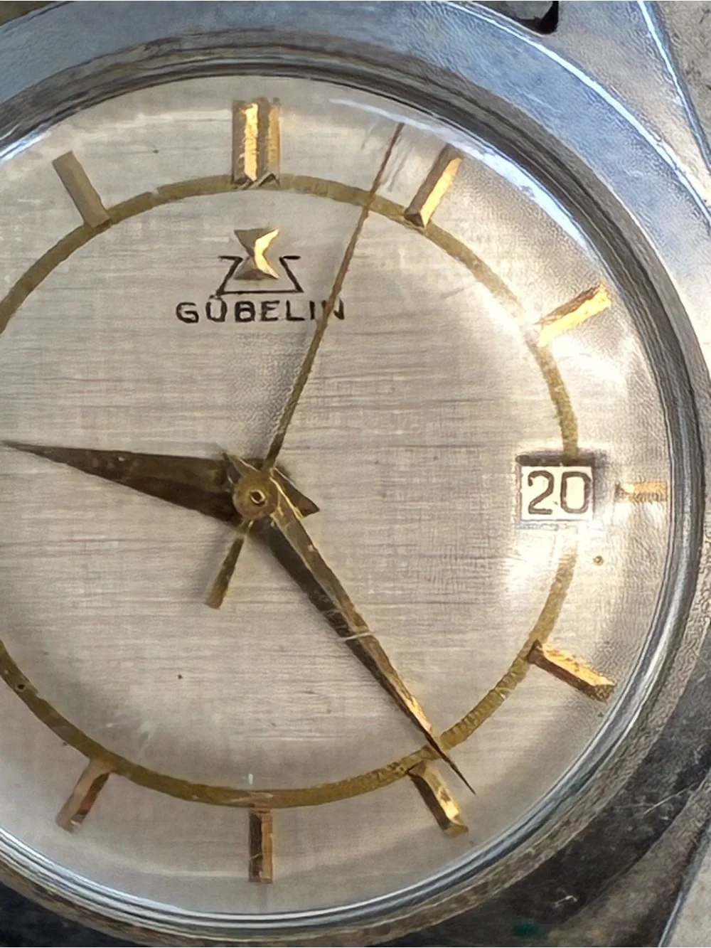 Gubelin Vintage Stainless Steel Wristwatch with Gold Accents